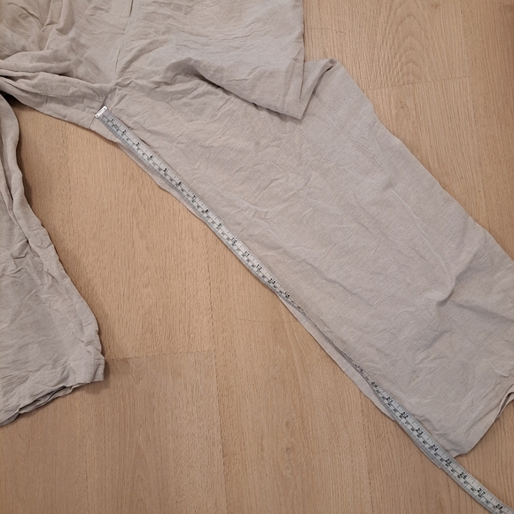 H&M Beige Linen Blend White Leg High Waisted Business Casual Coastal Pants Sz 8 - Picture 7 of 8